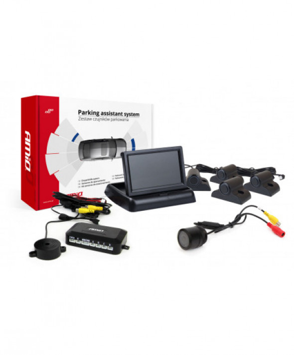 Zestaw czujników parkowania tft02 4,3" z kamerą hd-301-ir 4 sensory czarne truck