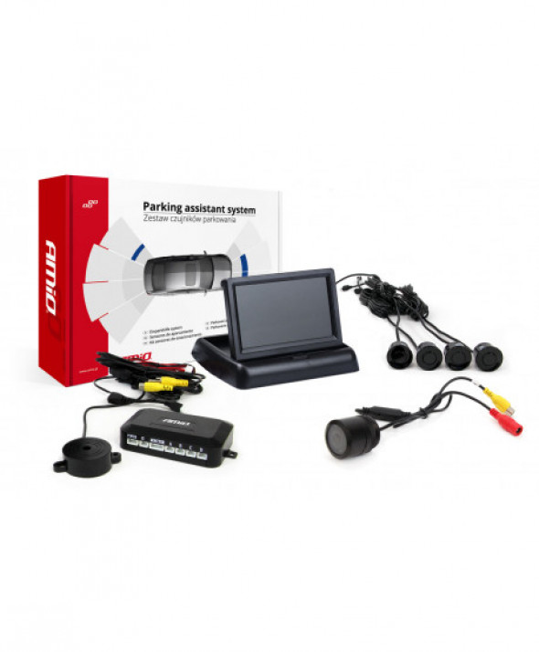 Zestaw czujników parkowania tft02 4,3" z kamerą hd-301-ir 4 sensory czarne