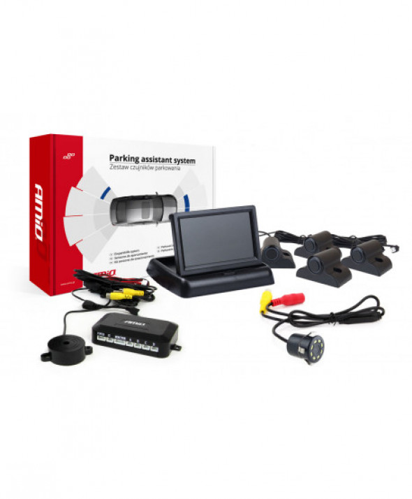 Zestaw czujników parkowania tft02 4,3" z kamerą hd-308-led 4 sensory czarne truck