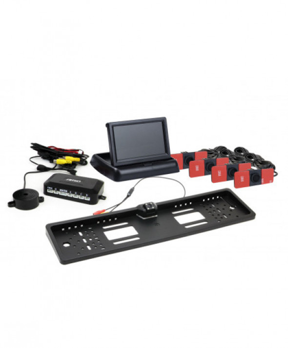 Zestaw czujników parkowania tft02 4,3" z kamerą hd-402-led 4 sensory czarne wewnętrzne