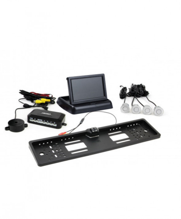 Zestaw czujników parkowania tft02 4,3" z kamerą hd-402-led 4 sensory srebrne