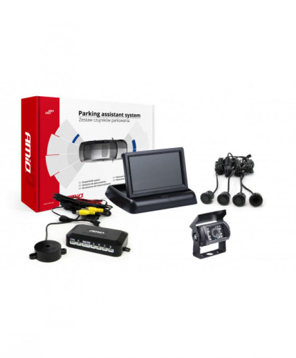 Zestaw czujników parkowania tft02 4,3" z kamerą hd-501-ir 4 sensory czarne "gold"
