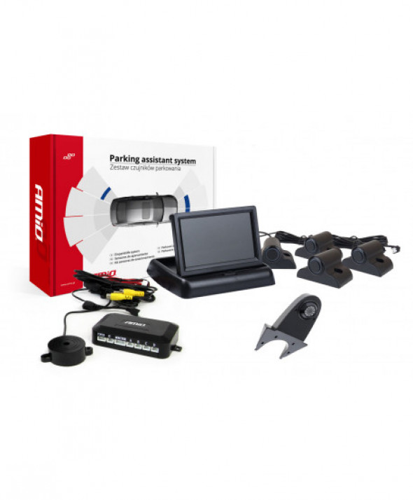 Zestaw czujników parkowania tft02 4,3" z kamerą hd-502-ir 4 sensory czarne truck