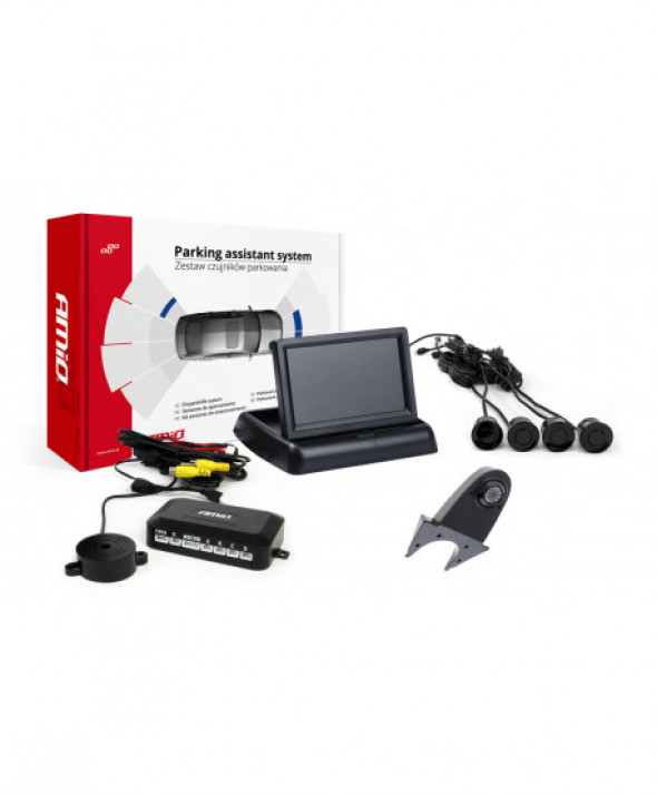 Zestaw czujników parkowania tft02 4,3" z kamerą hd-502-ir 4 sensory czarne