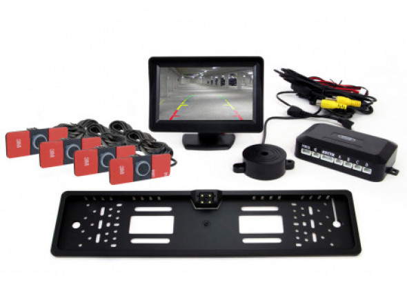 Zestaw czujników tft 4,3" z kamerą cam-402 led 4 sensory czarne wewnętrzne