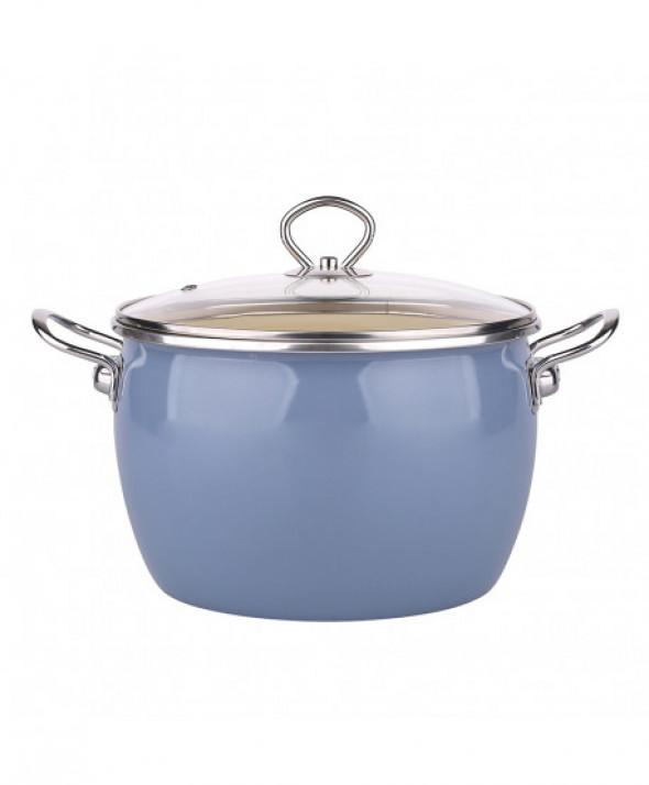 Zestaw garnków emaliowanych Silesia Rybnik "Balbina" jasnoniebieski, Soft Blue (8 elementów)