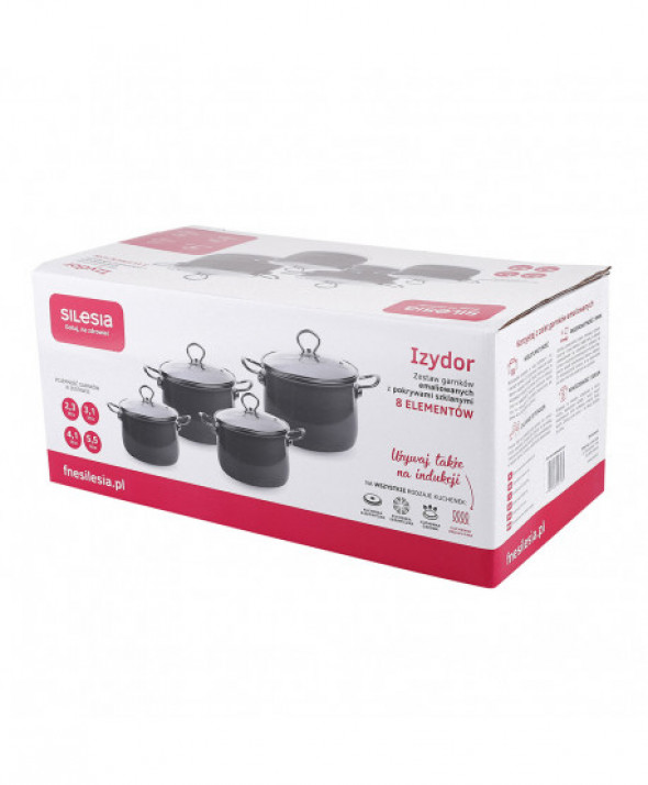 Zestaw garnków emaliowanych Silesia Rybnik Izydor szary taupe