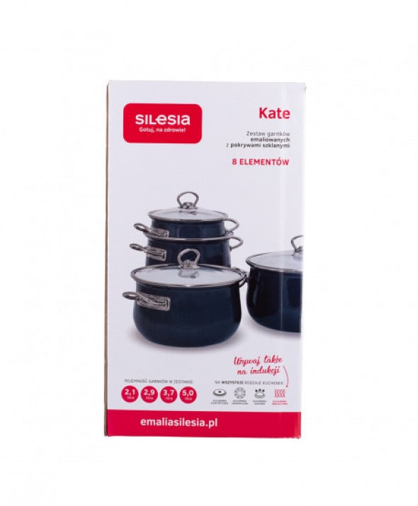 Zestaw garnków emaliowanych Silesia Rybnik "Kate" czerwony