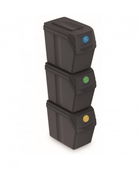 Zestaw koszy do segregacji Sortibox 3x20L antracyt ISWB20S3