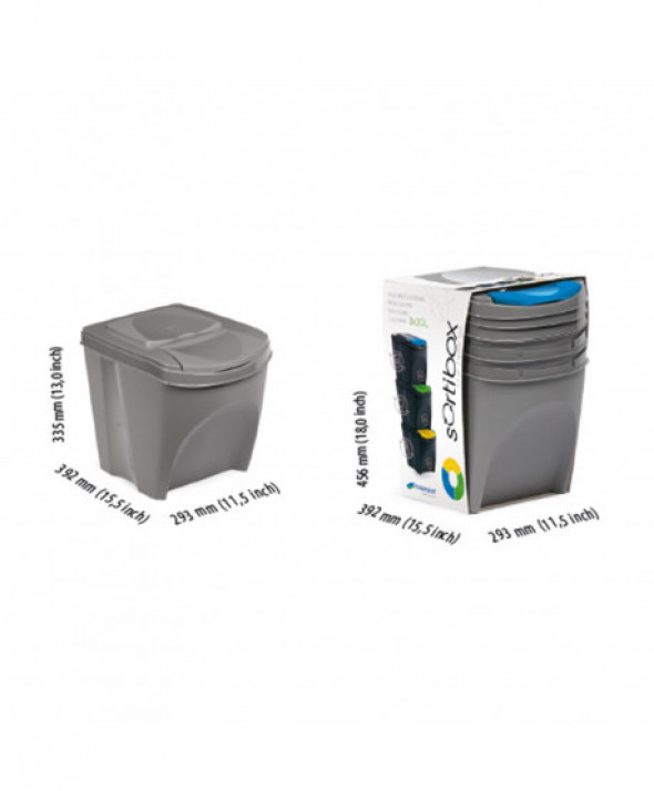 Zestaw koszy do segregacji Sortibox 3x25L szary