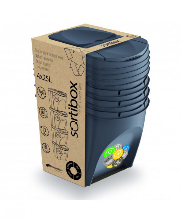 Zestaw koszy do segregacji Sortibox 4x25L antracyt