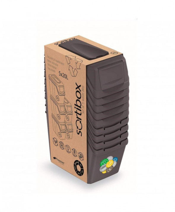 Zestaw koszy do segregacji Sortibox 5x20L antracyt ISWB20S5