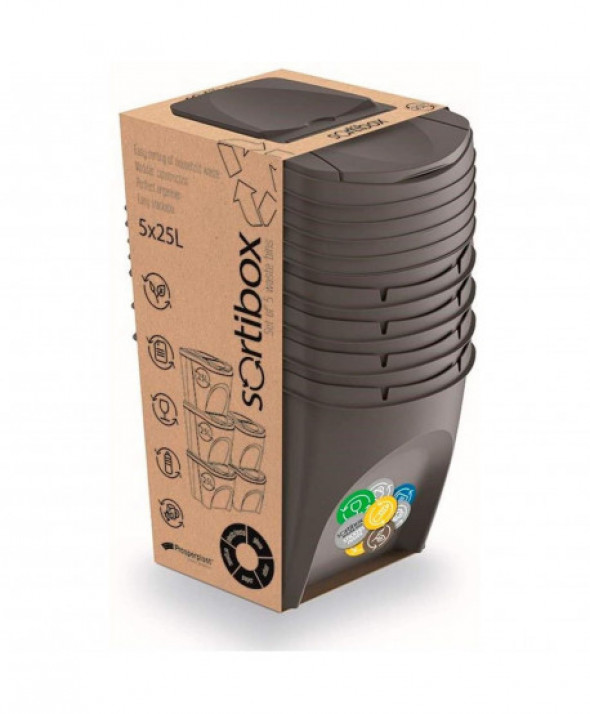 Zestaw koszy do segregacji Sortibox 5x25L szare IKWB25S5