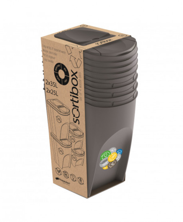Zestaw koszy do segregacji Sortibox2x25L+2x35L antracyt IKWBMS4