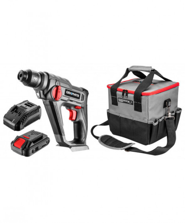 Zestaw: młotowiertarka akumulatorowa, torba, akumulator Energy+ 18V, Li-Ion 2.0Ah, ładowarka