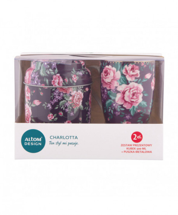 Zestaw prezentowy kubek porcelanowy i puszka na herbatę Charlotta