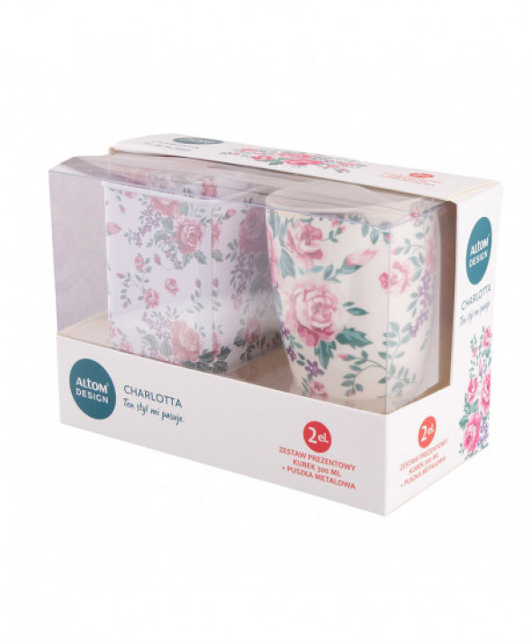 Zestaw prezentowy kubek porcelanowy i puszka na herbatę Charlotta