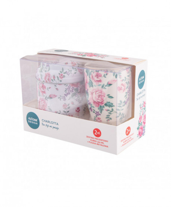 Zestaw prezentowy kubek porcelanowy i puszka na herbatę Charlotta