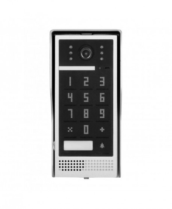 Zestaw wideodomofonowy, bezsłuchawkowy, kolor, LCD 7", interkom, z szyfratorem, natynkowy, czarny, SCUTI