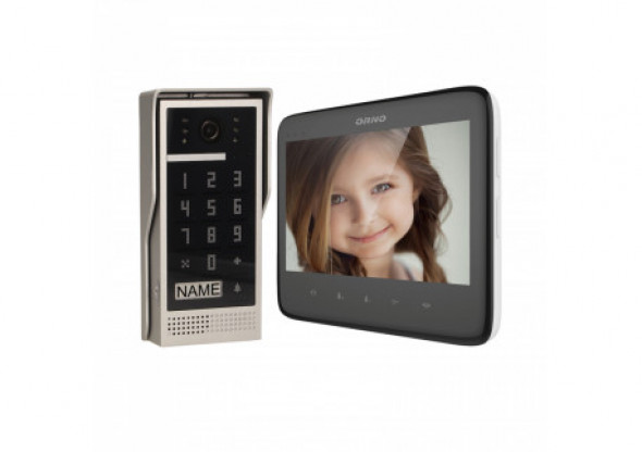 Zestaw wideodomofonowy bezsłuchawkowy, kolor,  LCD 7", z szyfratorem, natynkowy, czarny, DICO