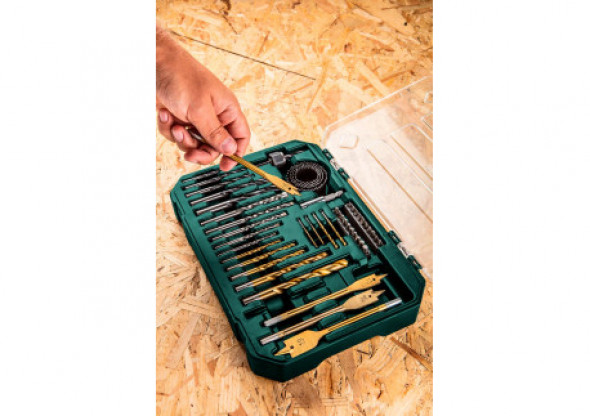 Zestaw wierteł i bitów 49 szt., otwornice