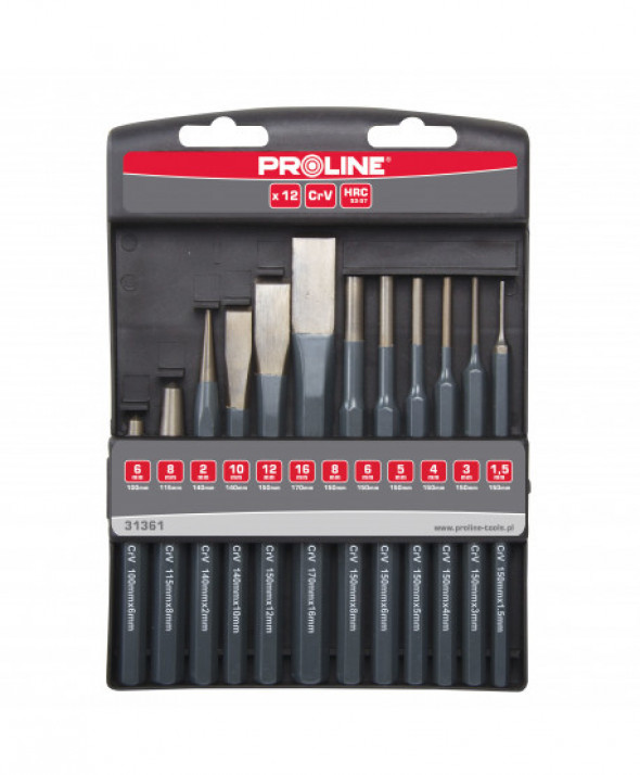 Zestaw wybijaków, przecinaków i  punktaków - 12 elementów, Proline