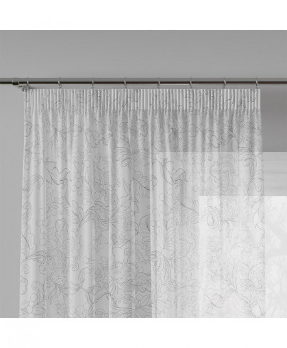 ZOJA Firanka WOAL PREMIUM, 140cm, kolor 001 biały z czarnym D00067/WOA/001/140000/1