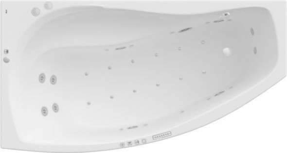 Asymetryczna narożna wanna akrylowa (Lewa) z hydromasażem Effects Gold Opcja Roca Nicole 140x75 cm biały A24T111000