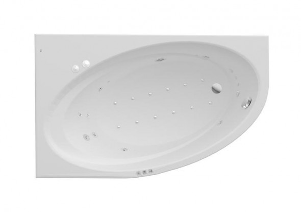 Asymetryczna narożna wanna akrylowa (Lewa) z hydromasażem Smart WaterAir Plus Roca Orbita 140x100 cm biały A24T189000