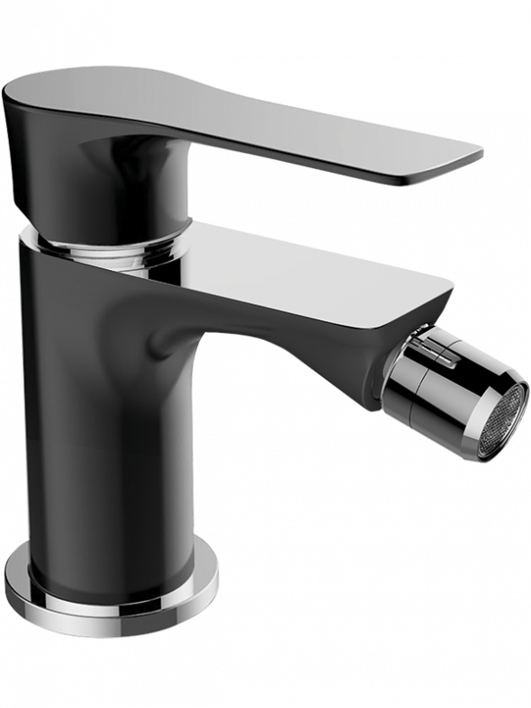 Bateria bidetowa stojąca z korkiem Laveo Raila czarny/chrom BLL_732D