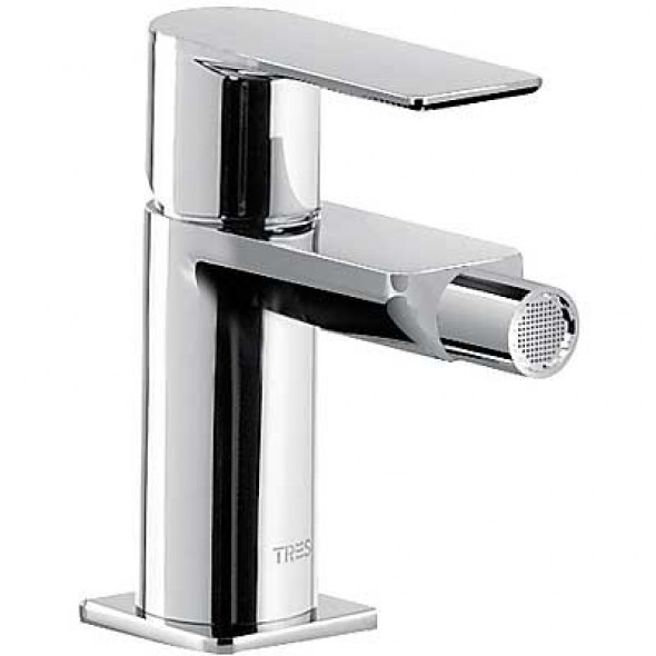 Bateria bidetowa Tres Loft-tres chrom z korkiem automatycznym 20012001D