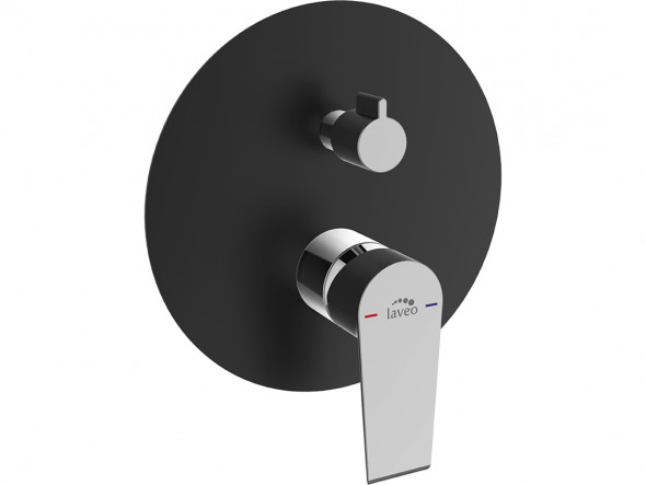 Bateria natryskowa podtynkowa z przełącznikiem Laveo Largo czarny/chrom BAH_70PD