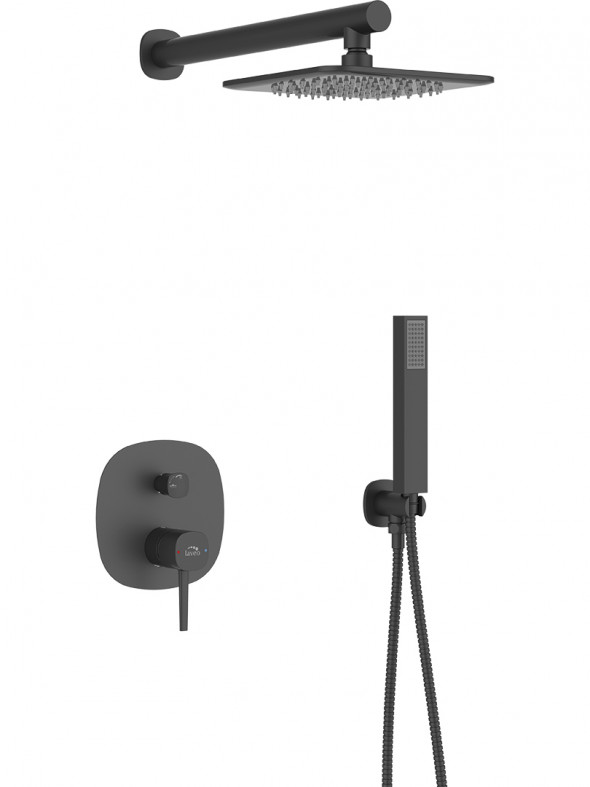 Bateria natryskowa podtynkowa z zestawem natryskowym Laveo Pola czarny BAP_701P