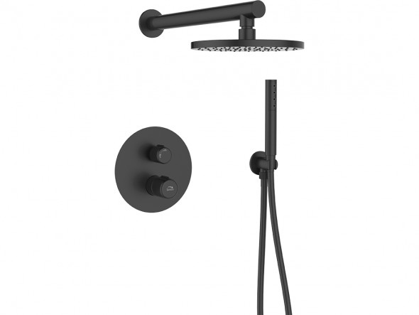 Bateria natryskowa podtynkowa z zestawem natryskowym Laveo Pretto czarny BAO_701P