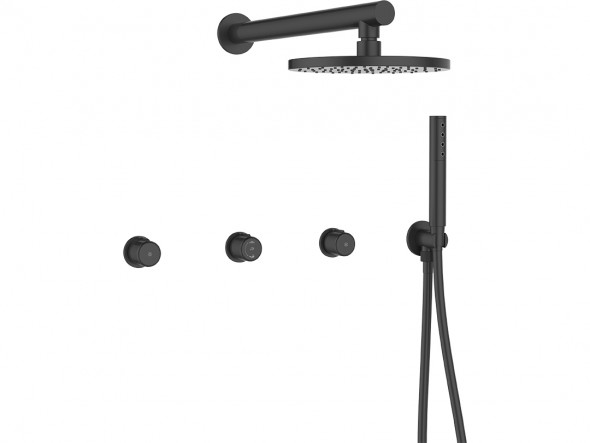 Bateria natryskowa podtynkowa z zestawem natryskowym Laveo Pretto czarny BAO_704P