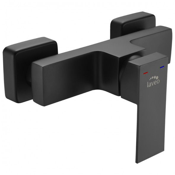 Bateria natryskowa ścienna bez zestawu natryskowego Laveo Kvadrato czarny BLQ_740D