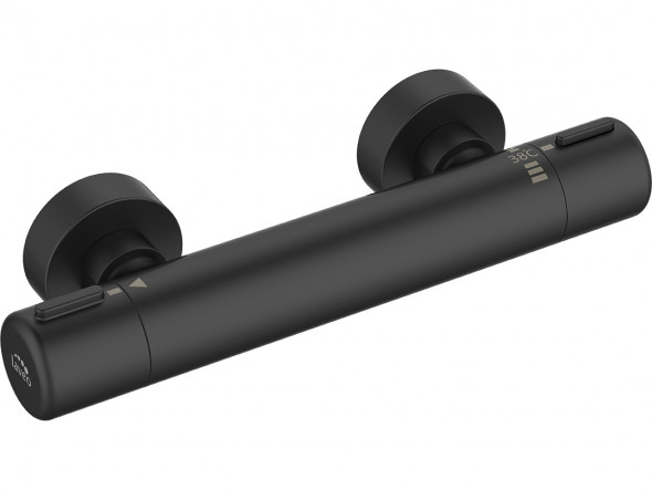 Bateria natryskowa ścienna termostatyczna bez zestawu natryskowego Laveo Pretto czarny BAO_74TD