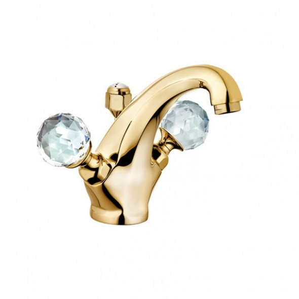 Bateria umywalkowa Kludi Adlon pozłacana z kryształowym uchwytem Złoty 5101045G4