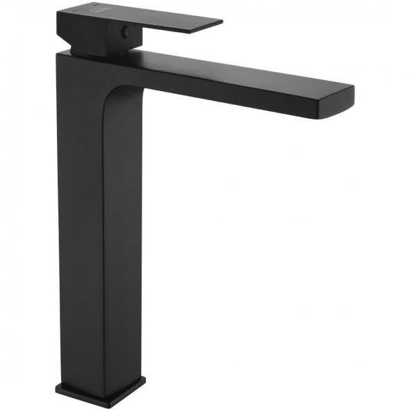 Bateria umywalkowa nablatowa z korkiem klik-klak Laveo Kvadrato czarny BLQ_72ND