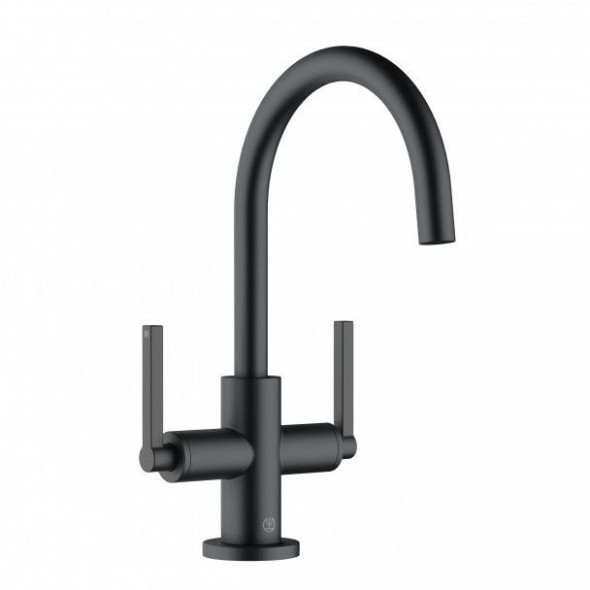 Bateria umywalkowa stojąca Kludi Nova Fonte Puristic czarny mat 201183915