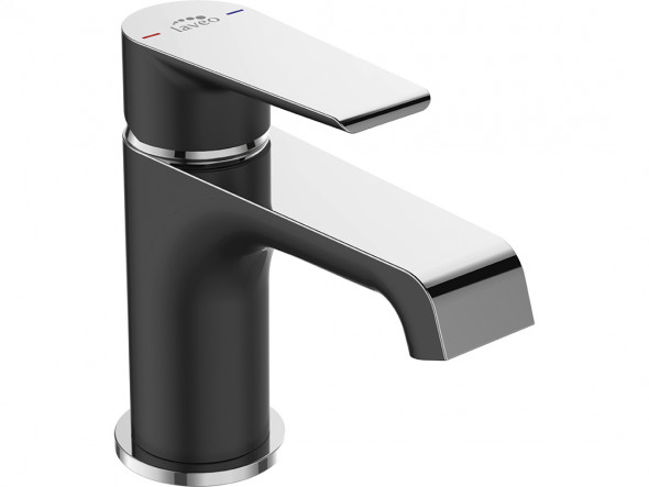 Bateria umywalkowa stojąca z korkiem Laveo Largo czarny/chrom BAH_722D