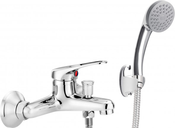 Bateria wannowa Deante Lobo chrom ścienna z kompletem natryskowym BYU_011M
