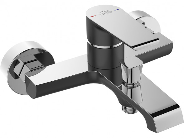 Bateria wannowa ścienna bez zestawu natryskowego Laveo Largo czarny/chrom BAH_710D