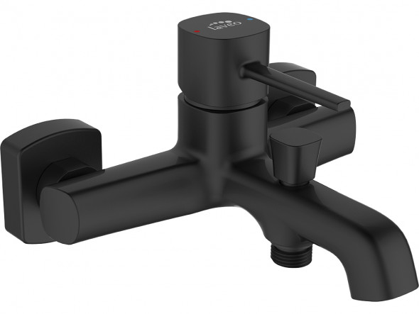 Bateria wannowa ścienna bez zestawu natryskowego Laveo Pola czarny BAP_710D