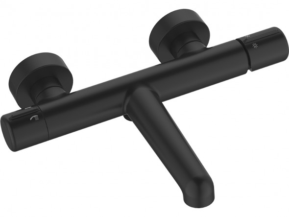 Bateria wannowa ścienna bez zestawu natryskowego Laveo Pretto czarny BAO_710D