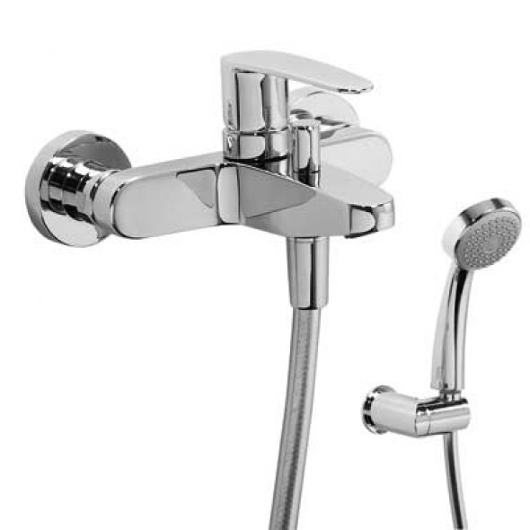 Bateria wannowa z zestawem natryskowym Tres Flat Chrom 20417001