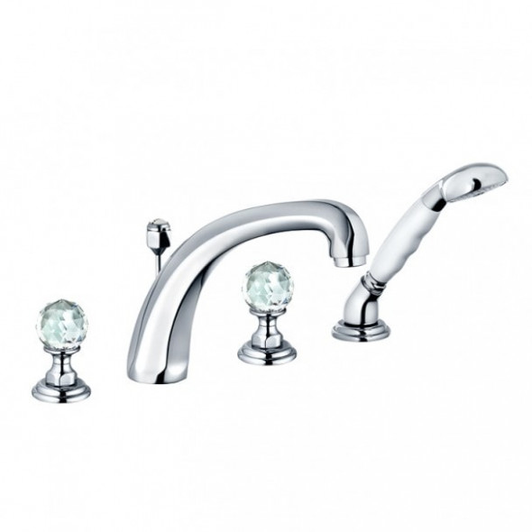 Bateria wannowo-natryskowa Kludi Adlon 4-otworowa z kryształowym uchwytem Chrom 5152405G5