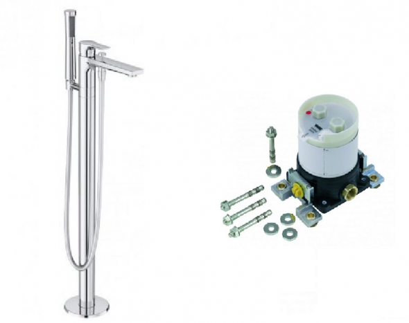 Bateria wannowo-natryskowa Kludi Zenta SL wolnostojąca z zestawem elementów wew. chrom 485900565 + 88 088
