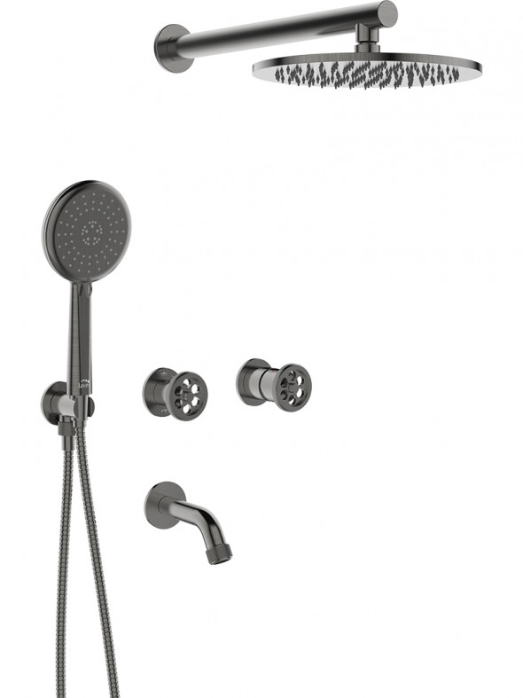 Bateria wannowo-natryskowa podtynkowa z zestawem natryskowym Laveo Muro czarny BAU_911P