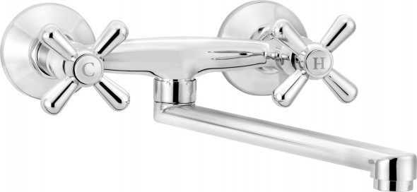 Bateria zlewozmywakowa Deante Symetrio ścienna chrom BOS_080D